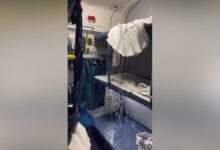 Lucknow Express Strange video of Lucknow Express water started falling from the trains AC 2025 07 f5