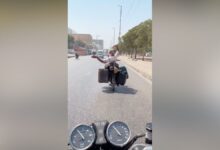 Pakistan Man Bizarre stunt by pakistani Bike stunt by pakistani Bike loaded with petrol 2025 07 ad1c