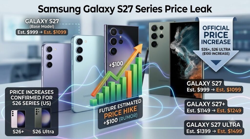 Samsung Galaxy S27 Series Price Leak: गैलेक्सी S27, S27+, S27 Ultra की कीमत होगी महंगी, S26 भी हुआ महंगा! Samsung Galaxy S27 Series Price Leak and S26 Price Increase